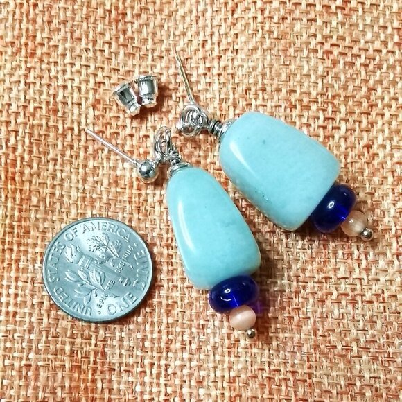 🍂🍁🍃 3/$25!!! Chunky Green Aventurine Earrings - Good Luck + Prosperity Stone! - Picture 3 of 9